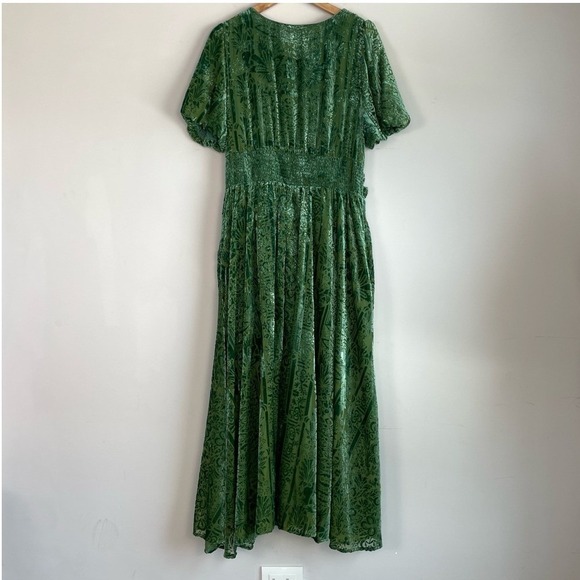 Anthropologie Puff Sleeve Burnout Velvet Maxi Dress Size 14 Whimsigoth Ethereal - Picture 7 of 11